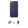 ieg™ iPhone 11 Pro Max Kılıf Akış Doku - Siyah Joko Magic 5D Hayalet Cam + Gümüş Shine Kamera Lens Koruma Cam
