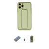 ieg™ iPhone 11 Pro Max Kılıf Akış Doku - Siyah Joko Magic 5D Hayalet Cam + Gümüş Shine Kamera Lens Koruma Cam