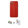 ieg™ iPhone 11 Pro Max Kılıf Akış Doku - Siyah Seramik Nano Ekran Koruyucu + Gold Rainbow Kamera Lens Koruma Cam