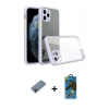 ieg™ iPhone 11 Pro Max Kılıf Nova Asil Özel Seri - Siyah 18D Cam Ekran Koruyucu + Pembe Shine Kamera Lens Koruma Cam