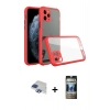 ieg™ iPhone 11 Pro Max Kılıf Nova Asil Özel Seri - Siyah 34D Hayalet Izgaralı Cam + Lacivert Pers Alüminyum Kamera Lens