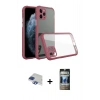 ieg™ iPhone 11 Pro Max Kılıf Nova Asil Özel Seri - Siyah 34D Hayalet Izgaralı Cam + Lacivert Pers Alüminyum Kamera Lens