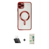 ieg™ iPhone 11 Pro Max Kılıf Nova Işık Özel Seri - Siyah 20D Premium Cam Ekran Koruyucu + Şeffaf Kamera Lens Koruma Cam