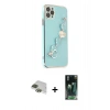 ieg™ iPhone 11 Pro Max Kılıf Nova Işık Prime - Şeffaf 360 Full Body Arka Koruyucu + Yeşil Pers Alüminyum Kamera Lens