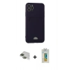 ieg™ iPhone 11 Pro Max Kılıf Vadi Çizgi Prime - Siyah Polymer Nano Ekran Koruyucu + Yeşil Pers Alüminyum Kamera Lens