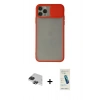 ieg™ iPhone 11 Pro Max Kılıf Vadi Çizgi - Şeffaf Pasifik Cam Ekran Koruyucu + Siyah Pers Alüminyum Kamera Lens