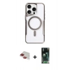 ieg™ iPhone 11 Pro Max Kılıf Yadigar Klasik Özel Seri - Şeffaf 360 Full Body Arka Koruyucu + Kırmızı Pers Alüminyum Kamera Lens