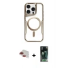 ieg™ iPhone 11 Pro Max Kılıf Yadigar Klasik Özel Seri - Şeffaf 360 Full Body Arka Koruyucu + Kırmızı Pers Alüminyum Kamera Lens
