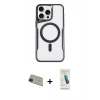 ieg™ iPhone 11 Pro Max Kılıf Yadigar Klasik Özel Seri - Şeffaf Pasifik Cam Ekran Koruyucu + Yeşil Rainbow Kamera Lens Koruma Cam