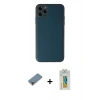 ieg™ iPhone 11 Pro Max Kılıf Yadigar Klasik - Siyah Polymer Nano Ekran Koruyucu + Mor Metal Kamera Lens Koruma Cam
