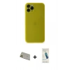ieg™ iPhone 11 Pro Max Kılıf Yadigar Yansıma Serisi - Şeffaf Pasifik Cam Ekran Koruyucu + Gold Rainbow Kamera Lens Koruma Cam