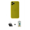 ieg™ iPhone 11 Pro Max Kılıf Yadigar Yansıma Serisi - Siyah Polymer Nano Ekran Koruyucu + Şeffaf Kamera Lens Koruma Cam