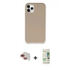 ieg™ iPhone 11 Pro Max Kılıf Zirve Modern Özel Seri - Siyah 20D Premium Cam Ekran Koruyucu + Kırmızı Pers Alüminyum Kamera Lens