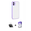 ieg™ iPhone 12 Kılıf Ahenk Çizgi Serisi - Siyah Bilvis 5in1 3D Magic Cam Ekran Koruyucu + Şeffaf Kamera Lens Koruma Cam