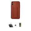 ieg™ iPhone 12 Kılıf Akış Doku - Siyah Joko Magic 5D Hayalet Cam + Şeffaf Kamera Lens Koruma Cam