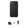 ieg™ iPhone 12 Kılıf Akış Doku - Siyah Joko Magic 5D Hayalet Cam + Şeffaf Kamera Lens Koruma Cam