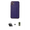 ieg™ iPhone 12 Kılıf Akış Doku - Siyah Joko Magic 5D Hayalet Cam + Şeffaf Kamera Lens Koruma Cam