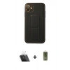 ieg™ iPhone 12 Kılıf Akış Doku - Siyah Joko Magic 5D Hayalet Cam + Şeffaf Kamera Lens Koruma Cam