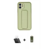 ieg™ iPhone 12 Kılıf Akış Doku - Siyah Joko Magic 5D Hayalet Cam + Şeffaf Kamera Lens Koruma Cam