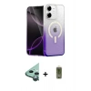 ieg™ iPhone 12 Kılıf Eksen Minimal Özel Seri - Siyah Joko Magic 5D Hayalet Cam + Yeşil Raze Metal Kamera Lens