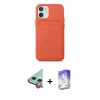 ieg™ iPhone 12 Kılıf Vadi Çizgi Prime - Siyah Bilvis 5in1 3D Magic Cam Ekran Koruyucu + Kırmızı Raze Metal Kamera Lens