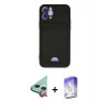 ieg™ iPhone 12 Kılıf Vadi Çizgi Prime - Siyah Bilvis 5in1 3D Magic Cam Ekran Koruyucu + Kırmızı Raze Metal Kamera Lens
