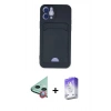 ieg™ iPhone 12 Kılıf Vadi Çizgi Prime - Siyah Bilvis 5in1 3D Magic Cam Ekran Koruyucu + Kırmızı Raze Metal Kamera Lens