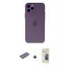 MARSİLYAN™- iPhone 12 Pro Kılıf Atlas Minimal Prime - Siyah 6D Mat Seramik Hayalet Nano Ekran Koruyucu + Renkli Kamera Lens Koruma Cam - PE