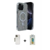 ieg™ iPhone 12 Pro Kılıf Eksen Çizgi - Siyah Polymer Nano Ekran Koruyucu + Gold Shine Kamera Lens
