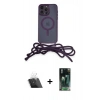 ieg™ iPhone 12 Pro Kılıf Eksen Özel Seri - Siyah 360 Mat Full Body Arka Koruyucu + Şeffaf Kamera Lens Koruma Cam