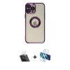 ieg™ iPhone 12 Pro Kılıf Pusula Form - Siyah 3D Antistatik Seramik Nano Ekran Koruyucu + Şeffaf Kamera Lens Koruma Cam
