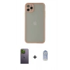 ieg™ iPhone 12 Pro Max Kılıf Ahenk Çizgi Serisi - Siyah Joko Magic 5D Cam + Yeşil Neon Fosforlu Kamera Lens