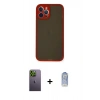 ieg™ iPhone 12 Pro Max Kılıf Ahenk Çizgi Serisi - Siyah Joko Magic 5D Cam + Yeşil Neon Fosforlu Kamera Lens