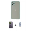 ieg™ iPhone 12 Pro Max Kılıf Ahenk Çizgi Serisi - Siyah Joko Magic 5D Cam + Yeşil Neon Fosforlu Kamera Lens