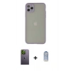 ieg™ iPhone 12 Pro Max Kılıf Ahenk Çizgi Serisi - Siyah Joko Magic 5D Cam + Yeşil Neon Fosforlu Kamera Lens