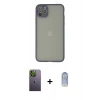 ieg™ iPhone 12 Pro Max Kılıf Ahenk Çizgi Serisi - Siyah Joko Magic 5D Cam + Yeşil Neon Fosforlu Kamera Lens