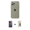ieg™ iPhone 12 Pro Max Kılıf Ahenk Doku - Siyah 6D Mat Seramik Hayalet Nano Ekran Koruyucu + Turuncu Neon Fosforlu Kamera Lens