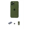 ieg™ iPhone 12 Pro Max Kılıf Ahenk Doku - Siyah Joko Magic 5D Hayalet Cam + Mavi Renkli Kamera Lens Koruma Cam