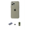ieg™ iPhone 12 Pro Max Kılıf Ahenk Doku - Siyah Joko Magic 5D Hayalet Cam + Mavi Renkli Kamera Lens Koruma Cam
