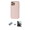 ieg™ iPhone 12 Pro Max Kılıf Ahenk Işık - Şeffaf Temperli Cam Ekran Koruyucu + Pembe Shine Kamera Lens Koruma Cam