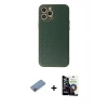 ieg™ iPhone 12 Pro Max Kılıf Ahenk Işık - Şeffaf Temperli Cam Ekran Koruyucu + Pembe Shine Kamera Lens Koruma Cam