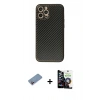 ieg™ iPhone 12 Pro Max Kılıf Ahenk Işık - Şeffaf Temperli Cam Ekran Koruyucu + Pembe Shine Kamera Lens Koruma Cam