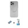 ieg™ iPhone 12 Pro Max Kılıf Akış Minimal Özel Seri - Siyah 5D Eko Cam Ekran Koruyucu + Pembe Shine Kamera Lens Koruma Cam