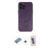 ieg™ iPhone 12 Pro Max Kılıf Akış Minimal Özel Seri - Siyah Joko 5D Cam + Gümüş Shine Kamera Lens Koruma Cam