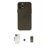ieg™ iPhone 12 Pro Max Kılıf Atlas Minimal Prime - Siyah Joko Magic 5D Hayalet Cam + Gökkuşağı Shine Kamera Lens
