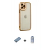 ieg™ iPhone 12 Pro Max Kılıf Çekirdek Klasik Serisi - Siyah Joko Magic 5D Cam + Gümüş Shine Kamera Lens Koruma Cam