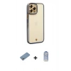 ieg™ iPhone 12 Pro Max Kılıf Çekirdek Klasik Serisi - Siyah Joko Magic 5D Cam + Gümüş Shine Kamera Lens Koruma Cam