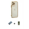 ieg™ iPhone 12 Pro Max Kılıf Çekirdek Klasik Serisi - Siyah Joko Magic 5D Hayalet Cam + Siyah Shine Kamera Lens Koruma Cam