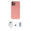 ieg™ iPhone 12 Pro Max Kılıf Çekirdek Modern Serisi - Siyah Joko Magic 5D Cam + Lacivert Shine Kamera Lens