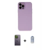 ieg™ iPhone 12 Pro Max Kılıf Çekirdek Modern Serisi - Siyah Joko Magic 5D Cam + Yeşil Neon Fosforlu Kamera Lens